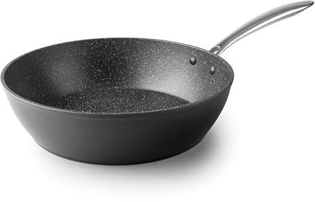 Lacor - 27138 - Easy Bratpfanne, geschmiedetes Aluminium, mit dreilagiger Antihaftbeschichtung, ergonomischer Griff, umweltfreundlich PFOA-frei, für alle Küchen geeignet, für Induktion geeignet, backofenfest, Handwäsche, 28x21x7 cm