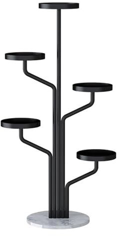 NSLFA Runder Pflanzenständer für drinnen und draußen, rostfreies Eisen-Blumentopfhalter-Regal, mehrere robuste Pflanzen-Rundständer für Zuhause, Pflanzgefäß, Ecke, Garten,Balkon (schwarz)