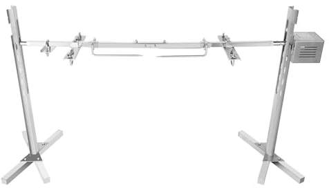 Loobiiny Spiedo per griglia da 30kg Set di spiedo elettrico in acciaio inox con motore da 25 watt Spiedo elettrico per girarrosto Spiedo elettrico per griglia da 53 pollici