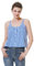 BEAUTELICATE Damen Tank Top 100% Baumwolle U-Ausschnitt Cami Oberteil Ärmellose Sommer Retro Kariertes Crop Top Knopf Singlet (Blau & Weiß,S)