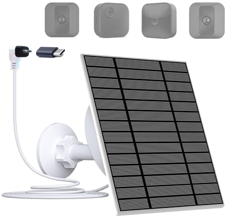 6W Solarpanel mit eingebautem 5200mAh wiederaufladbarem Akku,IP66,4.0m Kabel, kompatibel mit Blink XT,XT2 & Blink New Outdoor/Outdoor (3rd Gen)/Blink Outdoor 4 (4th Gen) und SimpliSafe (weiß)