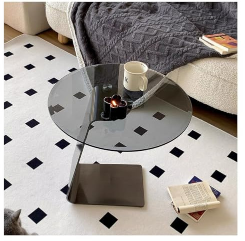 LAPADULA Beistelltisch Beistelltisch aus Edelstahl for Wohnzimmer, Sofa, seitlicher Glas-Ecktisch, moderner abnehmbarer Ecktisch Sofa-Beistelltisch(B)