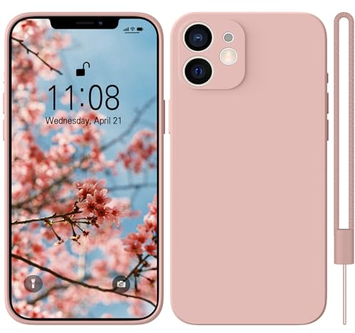 HGH für iPhone 12 Mini Hülle Silikon, Handyhülle für iPhone 12 Mini Case Ultra Dünne Rundumschutz mit Weichem Microfiber-Innenfutter Kratzfest Schutzhülle für iPhone 12 Mini 5.4 Rosa