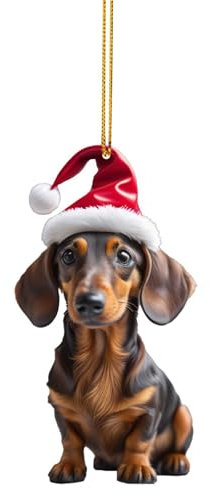 Fhsqwernm Dackel-Weihnachtsdekoration 2024 - lustiger Hund, Weihnachtsbaumschmuck, Geschenk, Dekoration, Dackel-Ornament