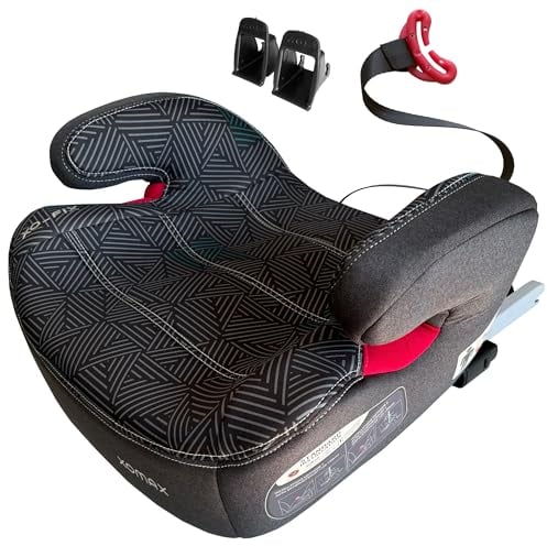 XOMAX XL-313 Kindersitz mit ISOFIX und Gurtfuhrung I mitwachsend 15-36 kg, ca. 6-12 Jahre, Korpergroße von 125–150 cm, Gruppe 2/3 I Bezug abnehmbar und waschbar I ECE R129 I schwarz-weiß (Muster)