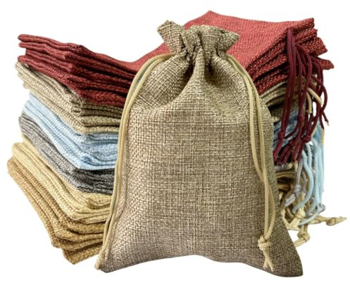 LGIFUTMAX® 30 Stück 13x18 cm Jutesäckchen, Jute Beutel mit Kordelzug, Leinen-Säckchen Sackleinen Taschen, Klein Geschenksäckchen für Schmuck DIY Handwerk Hochzeit Party Weihnachte (Zufällige Farbe)