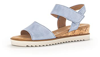 Gabor Damen Keilsandalen, Frauen Sandalen,Keilabsatz,Wedge-Heel,hoch,Sommerschuhe,Freizeitschuhe,offene Schuhe,Azur (Kork/Creme),38.5 EU / 5.5 UK
