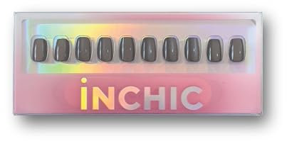 INCHIC Starry Night, Short Squoval, Mysterious Black Cat Eye, 30 Pcs Press on Nail