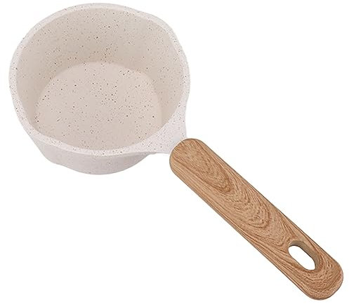 Olla Pequeña Antiadherente, Cacerola de Cerámica Blanca con Tapa 250ML, Cocción Maifanstone, Ideal para Freír, Distribución Uniforme del Calor