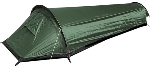 Eisfischerzelt Rucksackzelt, Outdoor-Camping, Schlafsack, Zelt, Wander- und Reiseausrüstung, leichtes Schlafzelt für eine Person biwakzelt(Army Green)