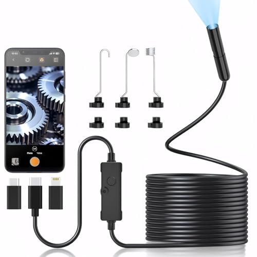 Endoskopkamera mit Licht,1920 HD Endoskop-Kamera Handy mit 8 LED Licht,IP67 Wasserdicht Inspektionskamera,Endoskop Boreskope Kamera Wasserdicht Ip67 für Android & iOS,16.4 ft / 5m