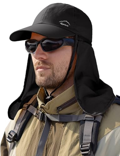 Ausing Casquette de Protection Anti-UV UPF 50+ à Rabat pour Homme Femme | Casquette Protection Soleil, Amovible, pour Randonnée Camping