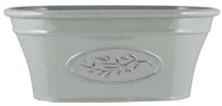 Plastic Classic Olive Grey Planters, Saucers, Trough and Wall Plant Pot Long Lasting Flower Garden Indoor Outdoor Planter Cover Weather, Frost Proof Glossy Effect (38cm Trough Oval)