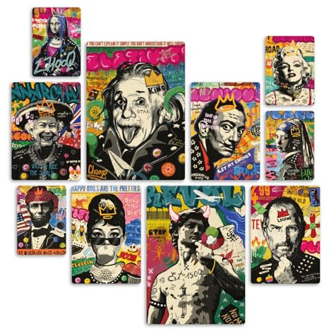 Giallobus - Ensemble de 10 peintures Multi-Panneaux - Les Punks célèbres - Bois MDF - - 2 x 29,7x42cm - 4 x 21x29,7cm - 4 x 14,85x21cm - - Prêt à accrocher - Tableaux