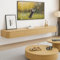 Ribanedy Mueble TV Suspendido Moderna | Consola de Medios de Entretenimiento Montada en la Pared | Banco de TV con Gran Capacidad de Almacenamiento para Sala de Estar y Oficina (Madera, 180cm)