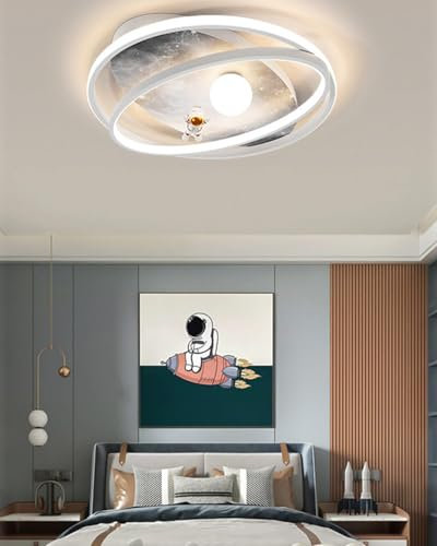 GHiycotdl LED Deckenleuchte Kinderzimmer,kreative Cartoon Astronauten Kinderzimmer Lampe Decke mit Fernbedienung,dimmbare Deckenleuchte für Kindergarten Schlafzimmer Deckenleuchte (Weiß)