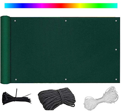 Balcon - 50 x 1000 cm - Clôture opaque - Pour jardin et terrasse - Avec cordon de serrage et serre-câbles - Vert