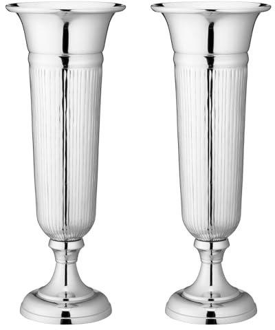 2X XL Bodenvase Aluminium 64 cm Hoch Silber Metall Deko Amphore Groß Vase Alu Dekovase Blumenvase