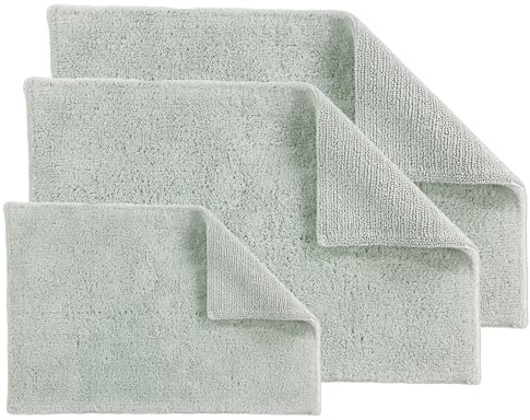 Schöner Wohnen Kollektion Badteppich einfarbig Mint Set 40x60cm, 60x90cm & 67x110 cm – Badematte rutschfest - Badteppich waschbar – Badezimmer Duschvorleger Trockner geeignet