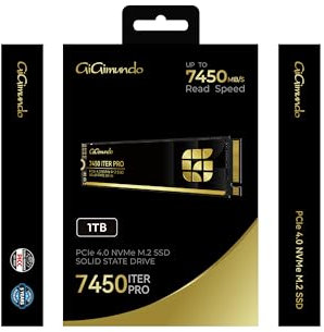 GiGimundo 7450 ITERPRO 1TB M.2 SSD, NVMe 2.0 2280 PCIe Gen4×4 Ultra High Speed, Max Read 7100MB/s, Write 5000MB/s, 3D NAND TLC Internal Solid State Drive Compatibile con PS5 Pro