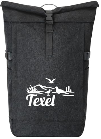 Huuraa Kurierrucksack Texel Niederlande 30-44 Liter Black Melange Fairtrade Rolltop Rucksack Geschenkidee