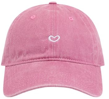 pxjsdwe Damen Cap, Baseball Cap Damen mit Herzförmiges Stickmuster Baumwolle Mütze Verstellbarem Kappe Sommer Outdoor Sports Sonnenschutz Basecap Sonnenhut Rosa