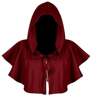 PangWuu Roter Umhang, Kapuze Herr der Dunkelheit, Karnevalskostüm Kostüm, Rotes Cape, Nazgul Kostüm Herren, Rote Kapuze für Gruselpartys und Verkleidungen