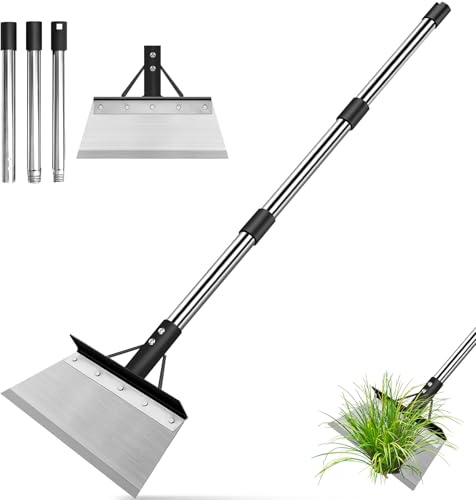 Pala da Giardino Multifunzionale con Manico 120 cm, Raschietto Diserbo in Acciaio Inox, Pala di Giardinaggio Regolabile, Strumento Pulizia di Esterno per Rimozione di Ghiaccio, Muschio, Erbacce