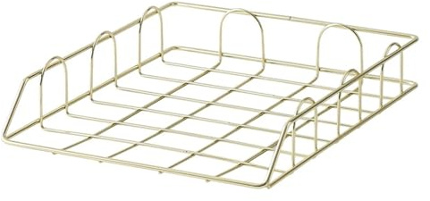 Metal Stackable Paper Tray Desk Organizer Rose Gold Letter Trays for File for Office(Gold)