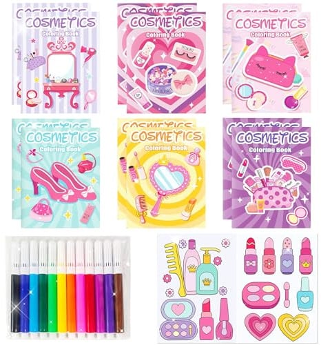 décorations anniversaire insectes assiettes et serviettes fête thème | 12 mini livres de coloriage en lot comme remplissage pour sacs de fête petits livres d activités thème fête spa maquillage