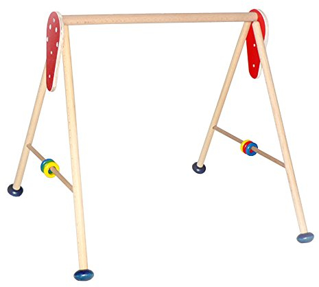 Hess Holzspielzeug 13300 - Spielgerät aus Holz, für Babys, handgefertigter Spielbogen zur individuellen Gestaltung mit Figuren und Rasseln, ca. 62 x 55 x 50 cm
