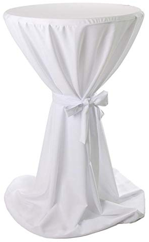 Stehtischhusse Weiß Baumwolle Linon - Kochfest, Bistrotisch, Rund, Hussen, Gartentisch (70-75 cm)