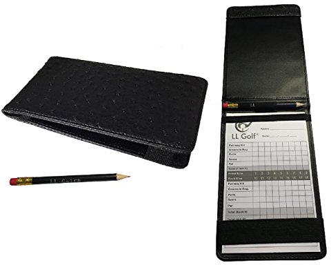 LL-Golf ® eleganter Golf Scorecard Halter inklusive Stift und Block/Scorekarte Hülle/Tasche/Etui/Mappe/Score Karte/Scorekartenhalter zum Notieren des Scores auf dem Golfplatz