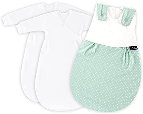 Träumeland S0100355 Babyschlafsack LIEBMICH 3 teilig Set Pünktchen mint, Größe 68/74, mehrfarbig