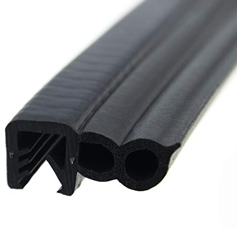 SMI-Dichtungsprofil DS20 für 5-6mm EPDM Moosgummi/Vollgummi mit Stahleinlage selbstklemmend ohne Kleber - Kantenschutz mit Dichtung seitlich, Kantenschutzdichtprofil für Auto, Kofferraum (1 m)