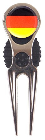 Mercia Golf Pitch Mark Repairer Divot Tool and International Flag ball markers. (Germany)