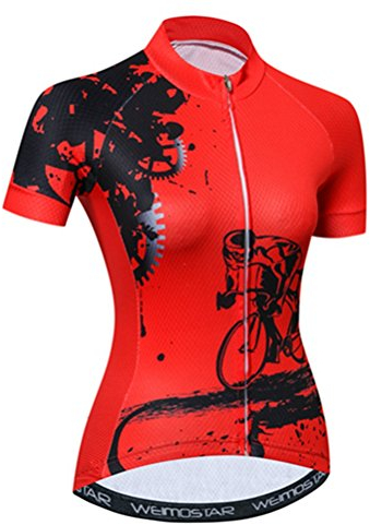 Radfahren Jersey Frauen Mountainbike Jersey Shirts Kurzarm Rennrad Kleidung aus Tür Sport MTB Kleidung Sommer tragen Schwarz Rot Größe M