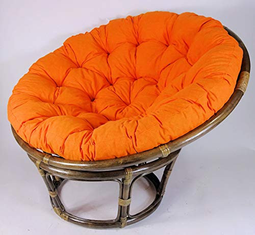 Rattan Papasansessel,Papasan Durchmesser 110 cm, Fb. Dunkelbraun, Polster Uni Living 190 Orange