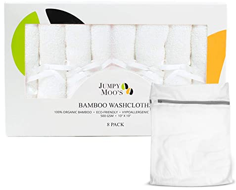 JM Asciugamani Neonati - Mussole Neonato in Cotone e Rayon di Bambù, Ultra Spessi e Assorbenti, 25x25 cm, Protezione da Irritazioni, Confezione Regalo e Borsa per Bucato, Delicati e Versatili