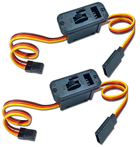 VUNIVERSUM 2X Premium EIN/Aus On/Off Servo Empfänger Schalter Schalterkabel JR LED Graupner mit Ladebuchse 22AWG Kabel Switch Modellbau
