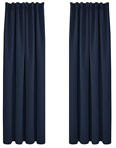 Deconovo Tende Oscuranti per Interni 2 Pezzi, Termiche Isolanti, Tende Soggiorno Moderne, 140x260 CM (Larghezza x Altezza), Blu Navy
