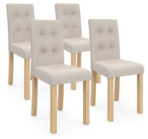 IDMarket - Satz von 4 gepolsterten POLGA Esszimmerstühlen in Beige