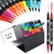 hhhouu 100 Farben Pinselstifte Set, Brush Marker Journal Zubehör Stifte, Filzstifte Doppelseitig, Malbuch für Erwachsenebullet journal Handlettering hho-100B