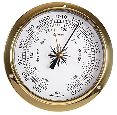 Beauneo Barometer, Wandtester aus Kupfer, Marineblau, für Metallstation, Boot, zum Aufhängen mit Hilfe eines Barometers, 115 mm