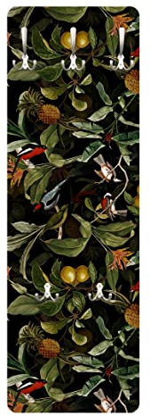 Bilderwelten Garderobe - Vögel mit Ananas Grün, Größe HxB:105cm x 34cm