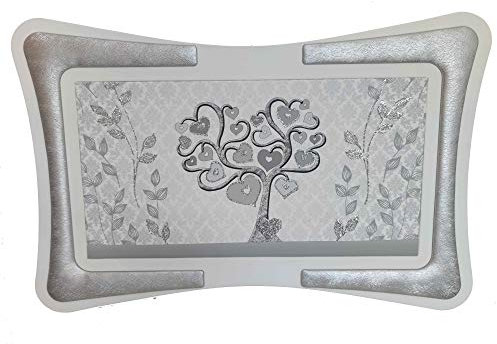 oggettando Quadro Albero della Vita Foglie Cuori Grandi Arredo Soggiorno Salotto Camera da Letto Cucina Ufficio Bar Ristorante Regalo utili, Originali ed Economic Regalo Misure 90X60 (Argento)