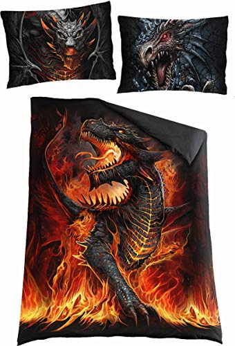 Spiral Draconis Unisex Bettwäsche Multicolor 100% Baumwolle 135 x 200 cm/80 x 80 cm Drachen, Gothic