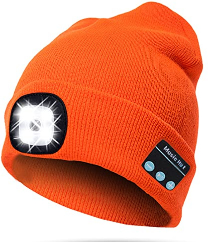 TAGVO Bluetooth 5.0 Cappello Berretti LED, Altoparlante Stereo Incorporato e Microfono, Inverno Caldo Lavorato a Maglia Senza Fili Bluetooth Cuffia Musica Lavabile Cappello per Corsa per Uomo Donna
