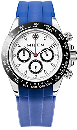 MIYEN MUNICH Voyager Herren Uhr - Chronograph mit Miyota Quarz Präzisionslaufwerk Saphirglas & Tachymeter Funktion – Silber Uhr Herren (Schwarz/Blau)