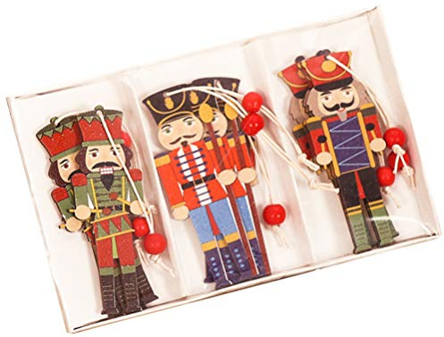 TOYANDONA 9pcs Christmas Nutcracker Ornaments Wooden Christmas Tree Hanging Decoration Xmas Wooden Cutout for Holiday Christmas Party